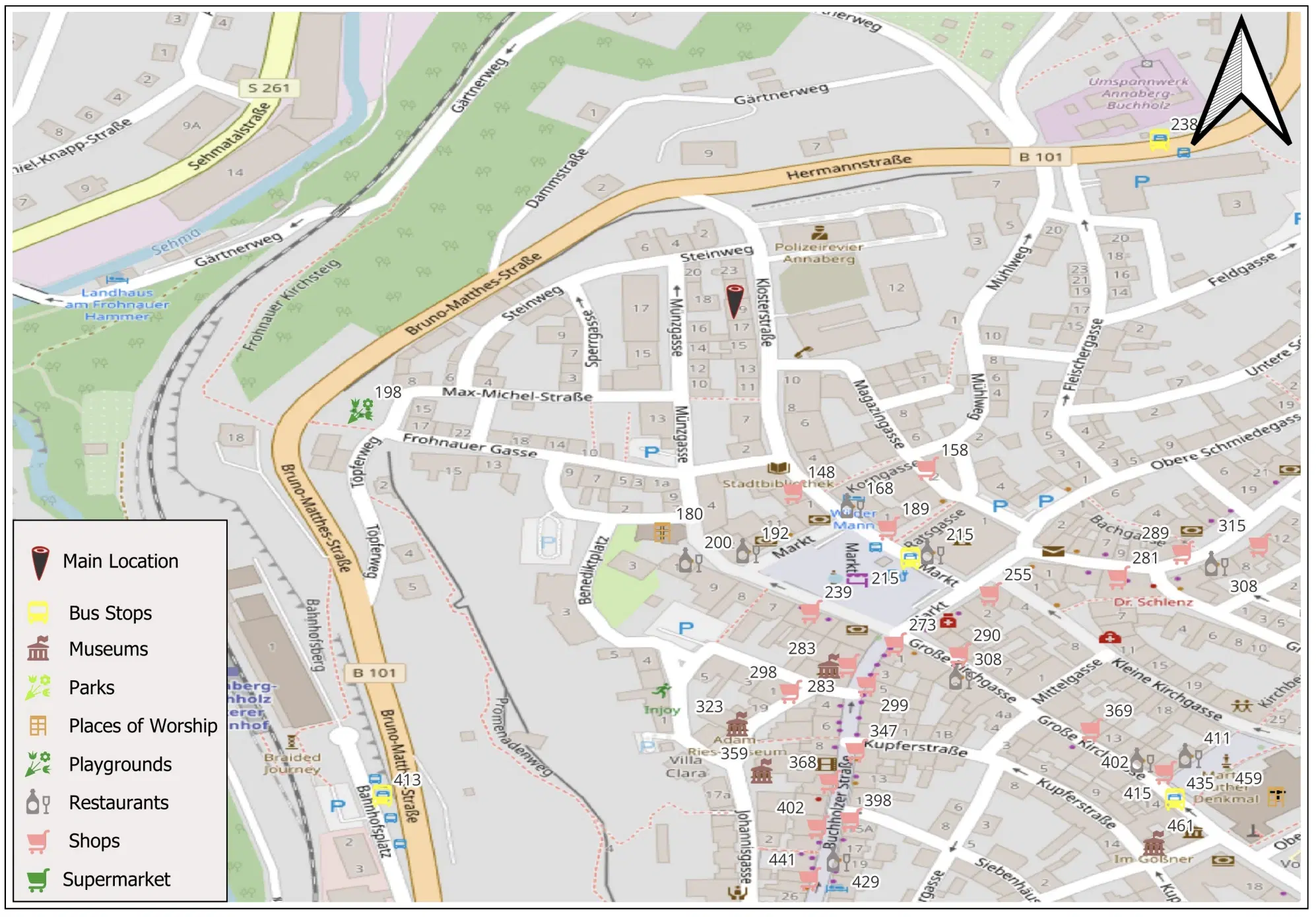 Appartementencomplex 7 woningen (1 verhuurd, huur stroom: 7.086,60,-) nabij Marktplein van Annaberg-Buchholz - Duitsland